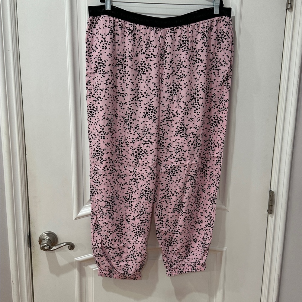 Victoria's Secret Pink and Black Heart pajama Pants